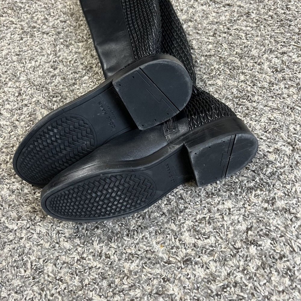Cole Haan Grand OS Tall Riding Boots Lexi Black Leather/Stretch Woven 5 B Zip - Picture 5 of 10